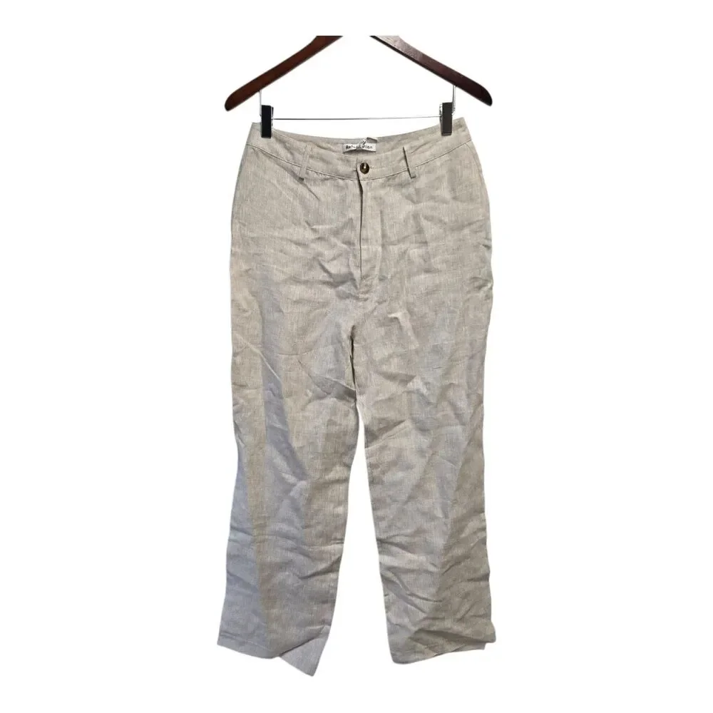 REFORMATION‎ Freddie Linen Pants Oatmeal Beige Neutral Size 8